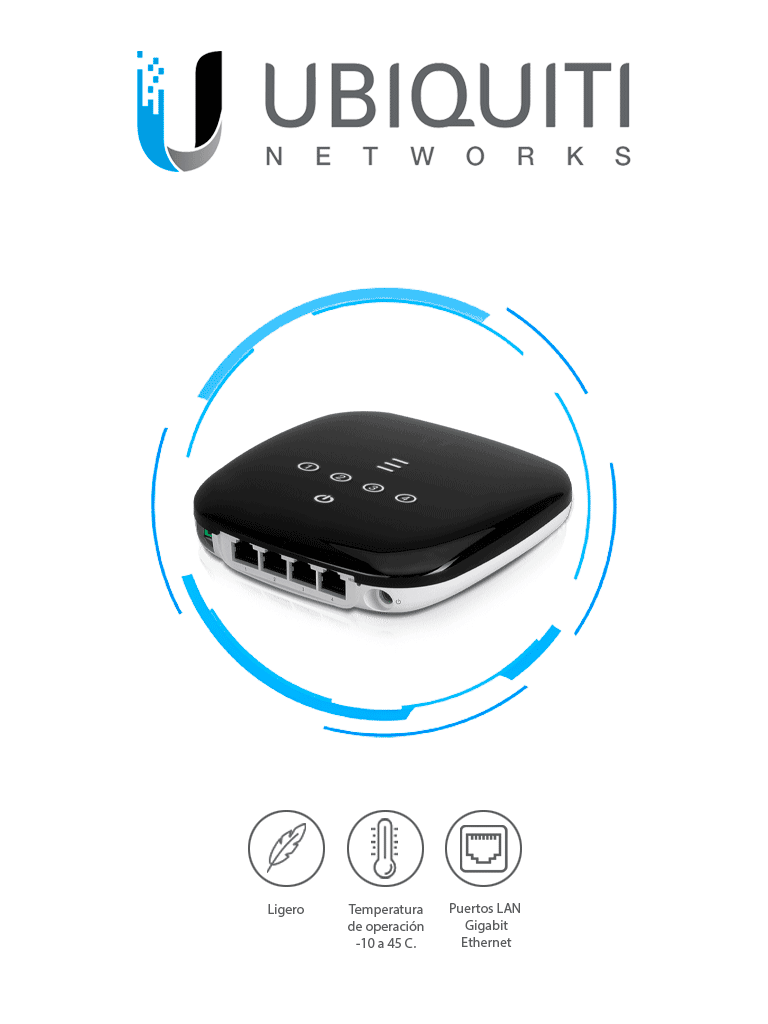 UBIQUITI UF-WIFI UFiber WiFi 802.11n GPON ONU, Unidad de red óptica con 1 puerto WAN GPON (SC/APC) + 4 puertos LAN Gigabit Ethernet #LONUEVO