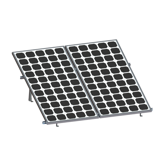 VEKTOR8R2700|Montaje para 2 Paneles Solares, Riel 8 de 2700mm para Módulos con Espesor de 35mm, Velocidad de Viento Máx. 136km/h