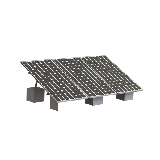VEKTOR8R3M|Montaje para 3 Panel Solar, Riel 8 de 4050mm para Módulos con Espesor de 35mm, Velocidad de Viento Máx. 136km/h (20° a 45°)