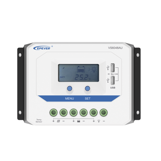 VS6048AU|Controlador Solar de Carga PWM 12/24V/36/48V 60 A 60 A, Salida USB, con Display