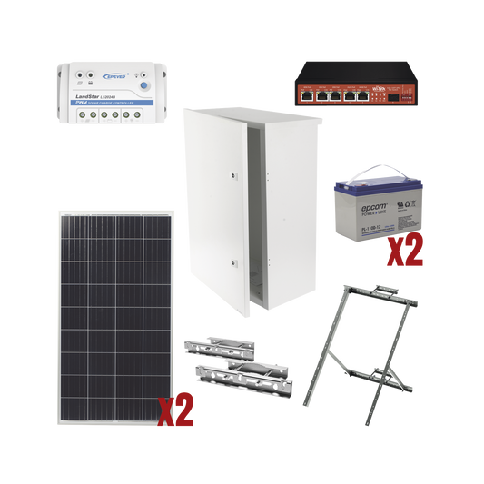 WI5POE28|Kit Solar Witek de 28 W con 5 Puertos PoE 802.3 af y PoE Pasivo 24 V para alimentar Camaras IP y un Enlace Punto a Punto en 24 Vcc