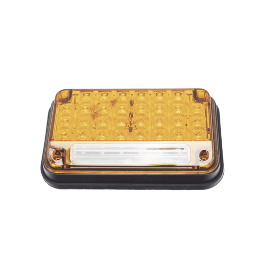 XLTE2335A|Luz de Advertencia de 7X4", Color Ambar, Con Luz de Trabajo, Ideal para Ambulancias