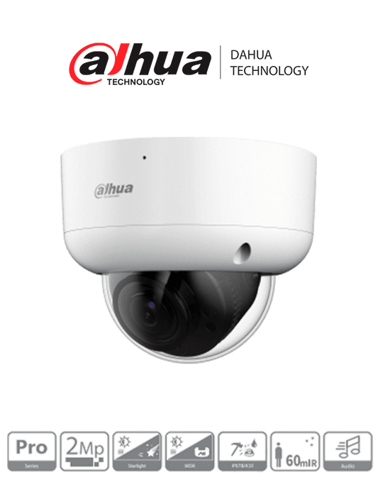 DAHUA  DH-HAC-HDBW2241RAN-Z-A - C?ímara Domo de 2 Megapixeles Antivandalica/ Lente Motorizado de 2.7 a 13.5/ Super Adapt/ 60 Metros de IR/ Serie Pro/ WDR Real de 130 dB/ Microfono Integrado/ IP67/ Ik10/ #PFDahua