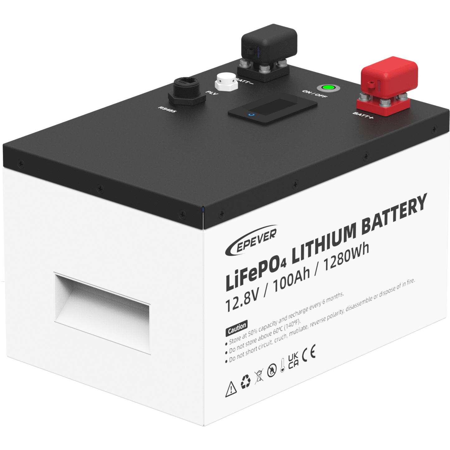 LFP100EP128V2|Batería de Litio LiFePO4 12.8Vcc, 100Ah, 1.28KwH, Pantalla LCD para Monitoreo Local, Carcasa Metálica