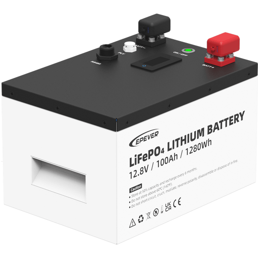 LFP100EP128V2|Batería de Litio LiFePO4 12.8Vcc, 100Ah, 1.28KwH, Pantalla LCD para Monitoreo Local, Carcasa Metálica