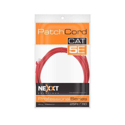 AB360NXT47 | Cable Patch cord Cat.5E UTP Rojo 25Ft multifilar con revestimiento tipo CM Nexxt Solutions